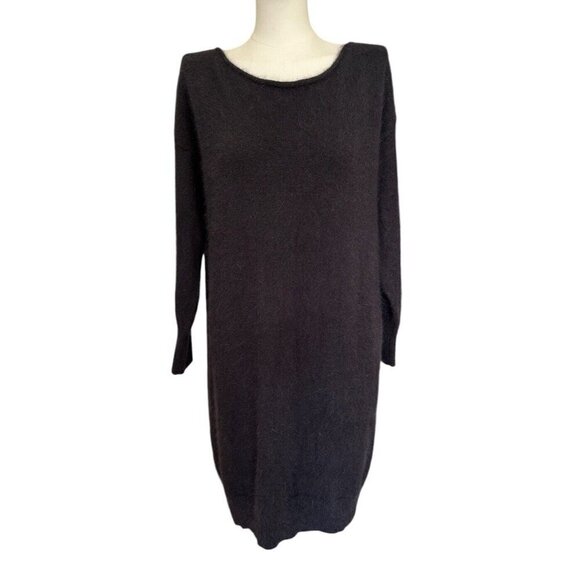 Juicy Couture Black 68% Angora Blend Round Neck Long Sleeve Back Zip Dress XL - Picture 1 of 11